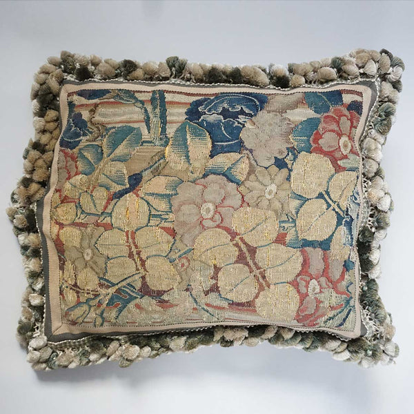French 17th century Tapestry and Tassel Trim Throw Pillow