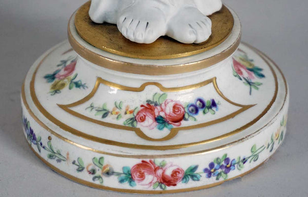 Pair of French Sevres Style Porcelain and Parian Figural Compotes