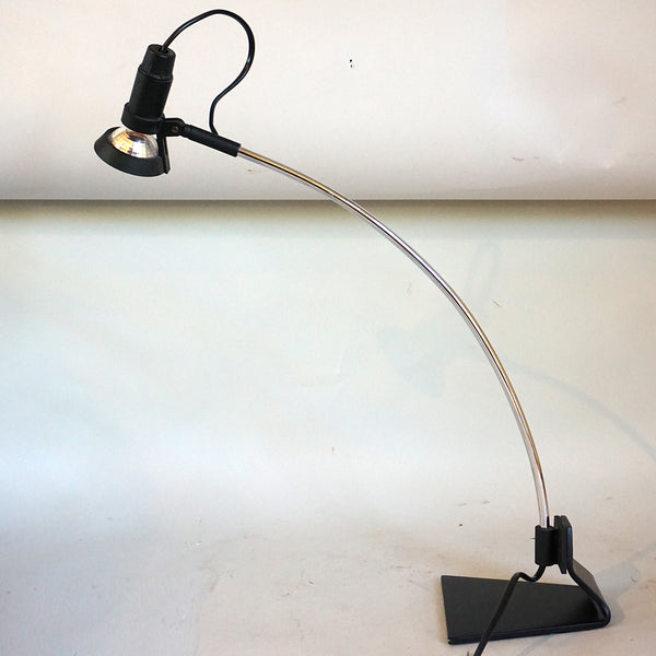 Pair of Vintage Italian Chrome Adjustable Halogen One-Light Task / Reading Table Lamps
