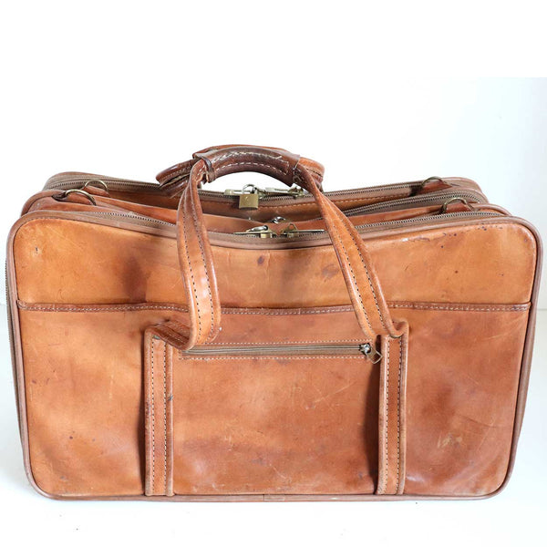 Vintage American Hartmann Luggage Brown Leather Weekender Bag