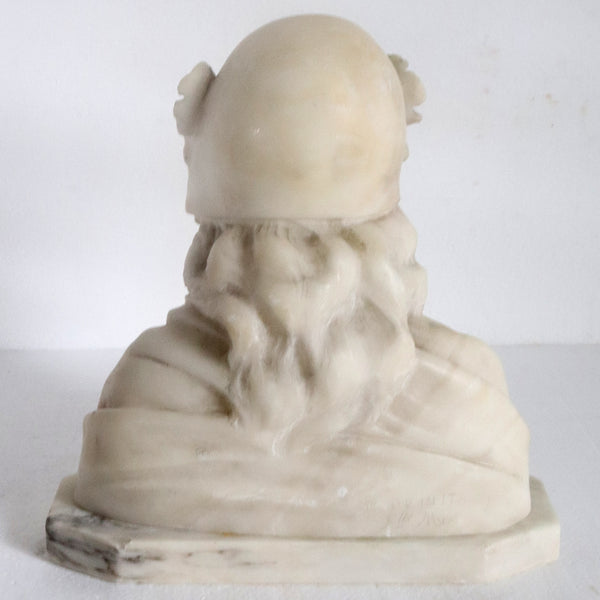 Italian FRATELLI MASI Art Nouveau Alabaster Bust of a Maiden