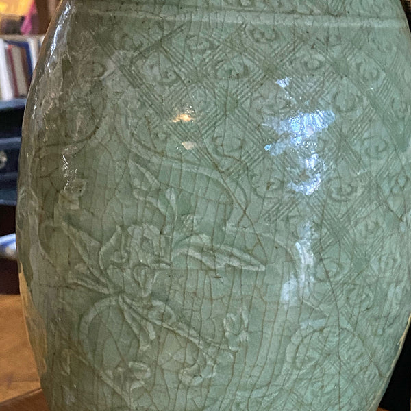 Edward I. Farmer Chinese Ming Longquan Celadon Porcelain Two-Light Table Lamp
