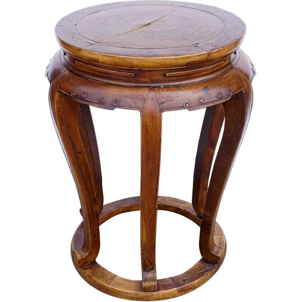 Chinese Qing Elmwood Round Pedestal Table / Incense Stand
