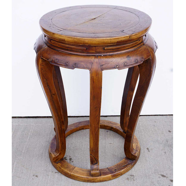 Chinese Qing Elmwood Round Pedestal Table / Incense Stand