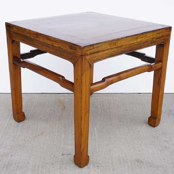 Pair Small Chinese Qing Elm Square Side Tables