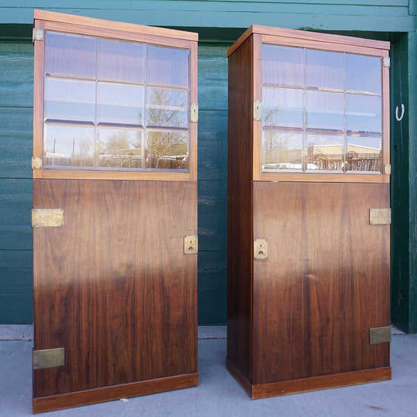 Pair of Vienna Secessionist Friedrich Otto Schmidt Mahogany and Beveled Glass Cabinets