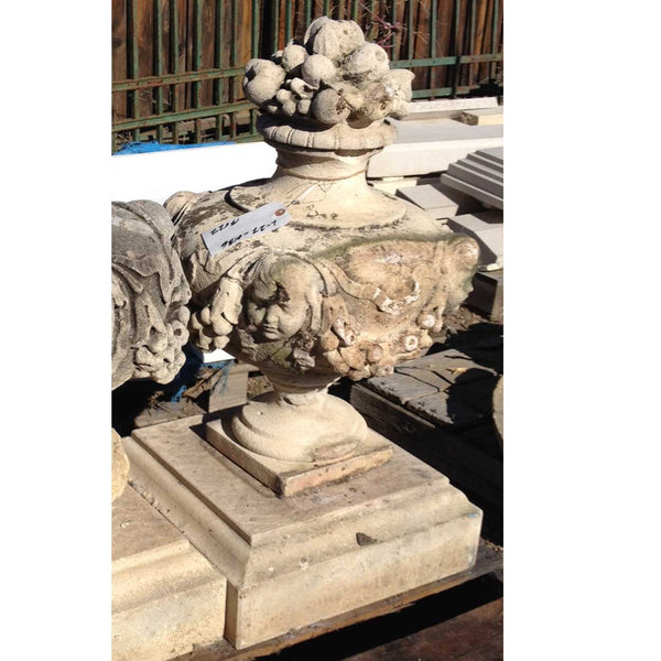 Vintage Italian Style Neoclassical Limestone Garden Urn