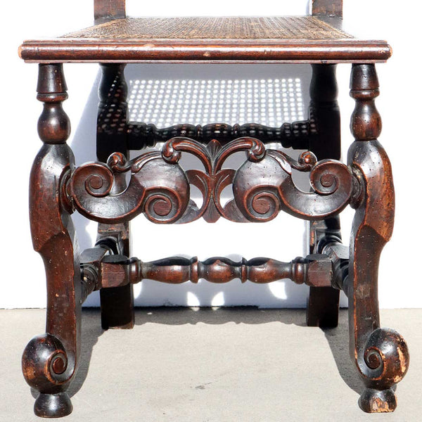 English Charles II Caned Walnut High Back Side Chair