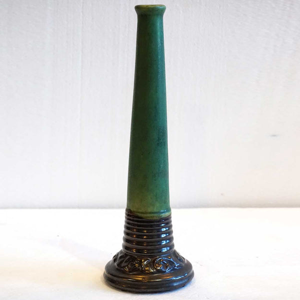 Tall American Arts and Crafts Green Glaze Art Pottery Bud Vase