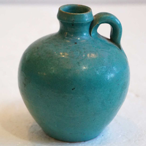 Small Vintage American Arts and Crafts Blue Green Glaze Art Pottery Jug