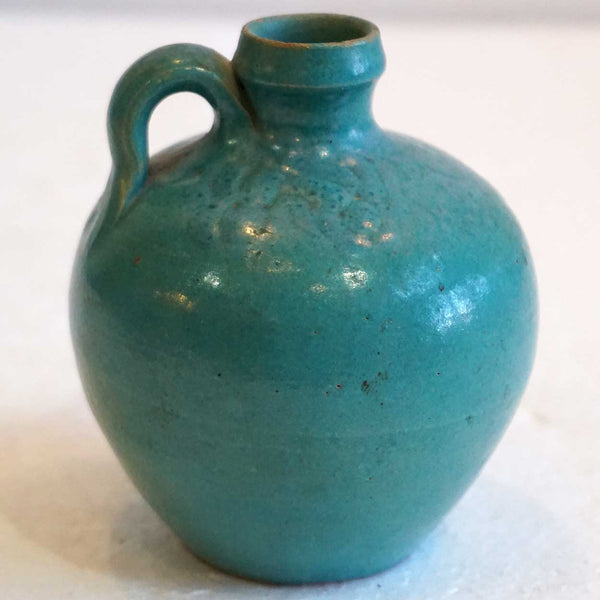 Small Vintage American Arts and Crafts Blue Green Glaze Art Pottery Jug