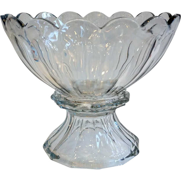 Two-Part American Heisey Puritan/Colonial Clear Glass Punch Bowl on Stand