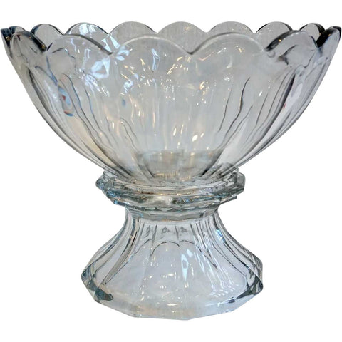 Two-Part American Heisey Puritan/Colonial Clear Glass Punch Bowl on Stand