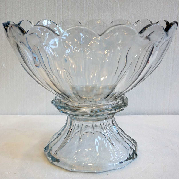 Two-Part American Heisey Puritan/Colonial Clear Glass Punch Bowl on Stand