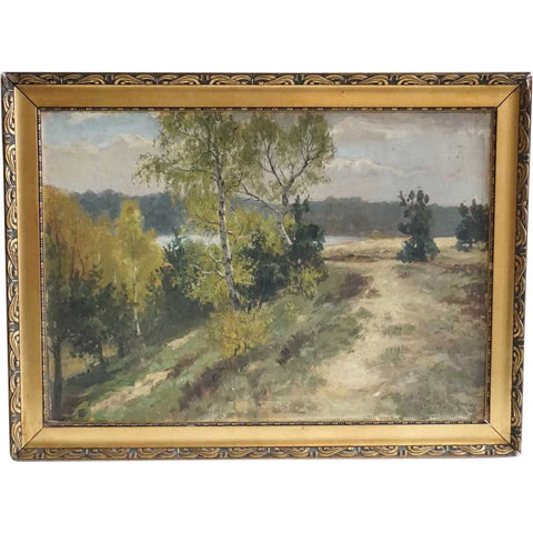 Signed Impressionist Oil on Board Painting, Landscape