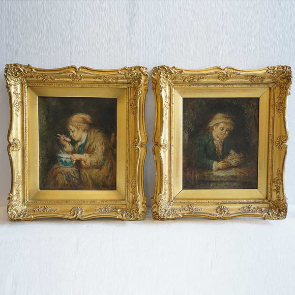 Pair Signed Continental Oil on Canvas Paintings, Portraits of Children