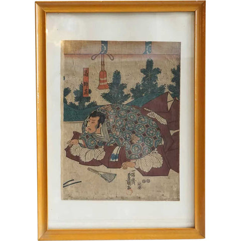 Japanese UTAGAWA KUNISADA Toyokuni III Ukiyo-e Woodblock Print, Kabuki Actor Scene