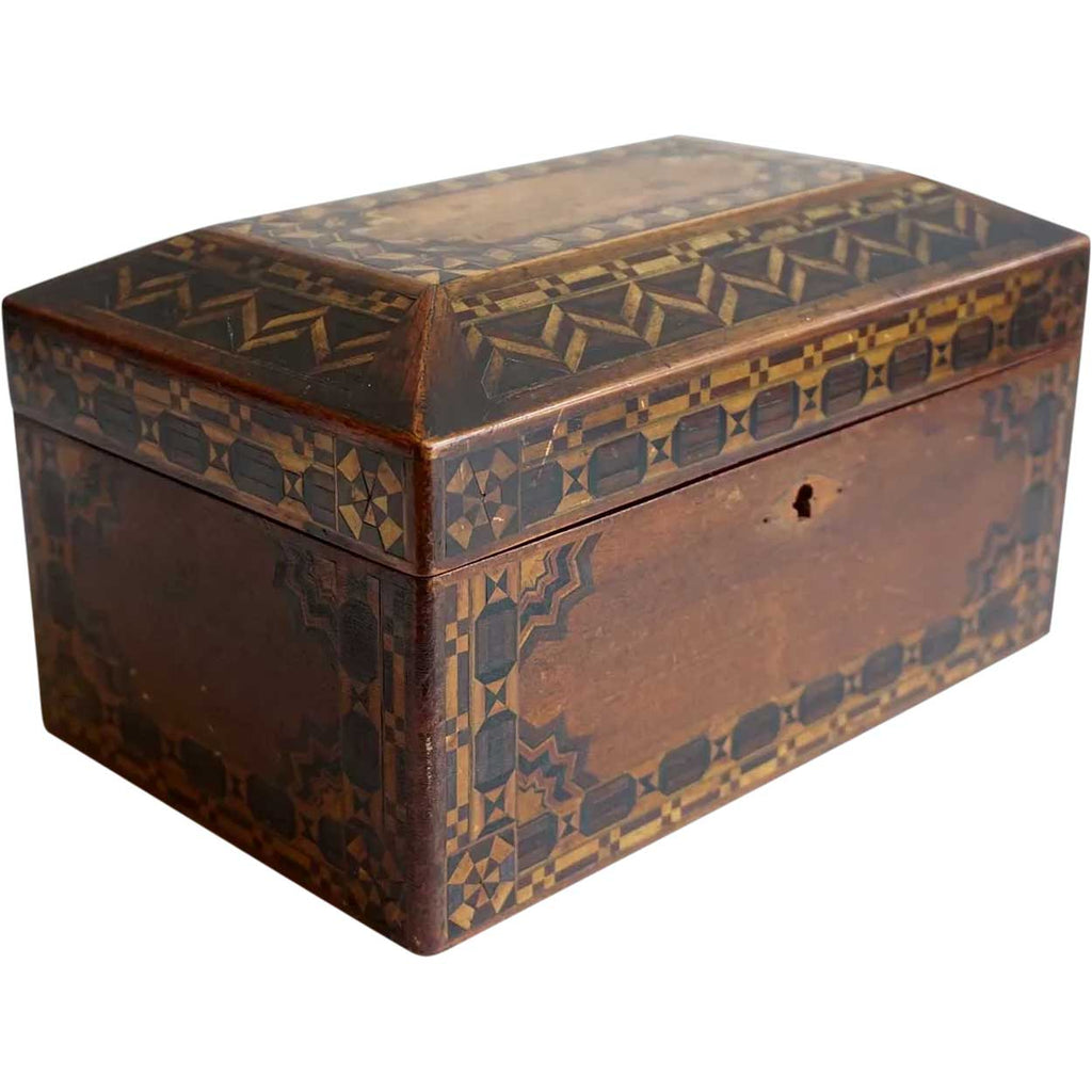 English Victorian Tunbridgeware Walnut Parquetry Desk / Jewelry Box