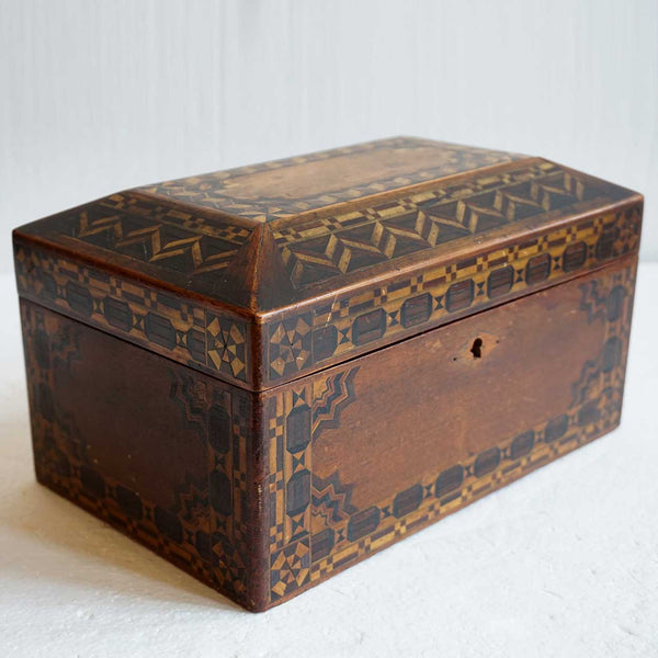 English Victorian Tunbridgeware Walnut Parquetry Desk / Jewelry Box