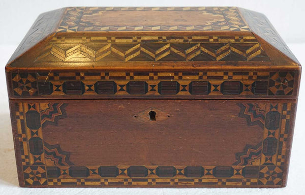 English Victorian Tunbridgeware Walnut Parquetry Desk / Jewelry Box