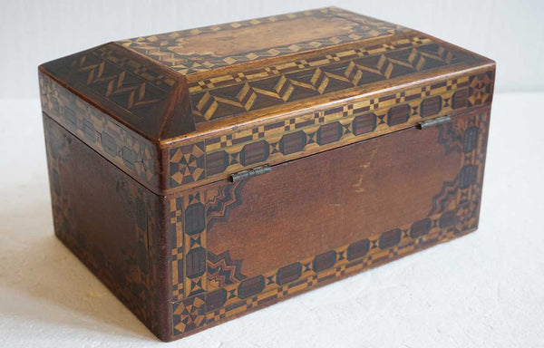 English Victorian Tunbridgeware Walnut Parquetry Desk / Jewelry Box