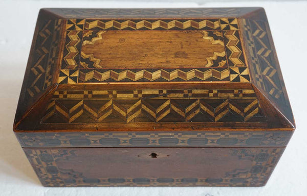 English Victorian Tunbridgeware Walnut Parquetry Desk / Jewelry Box