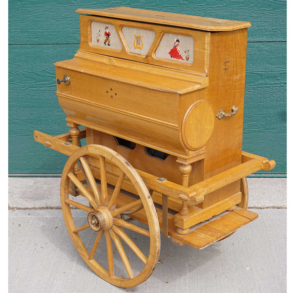 Vintage Spanish Enrique Salva Miniature Hurdy-Gurdy Street Piano Cart