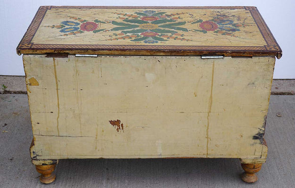 American Folk Art Painted Poplar Blanket Chest Trunk