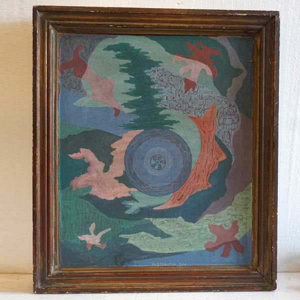 Vintage WALLY STRAUTIN Oil on Board Painting, Abstract