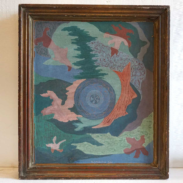 Vintage WALLY STRAUTIN Oil on Board Painting, Abstract