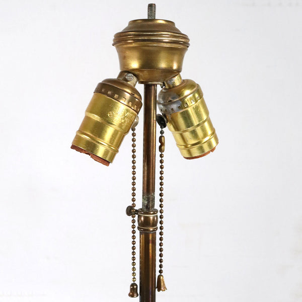 American Brass, Glass and Mahogany Ship's Lantern Three-Light Table Lamp
