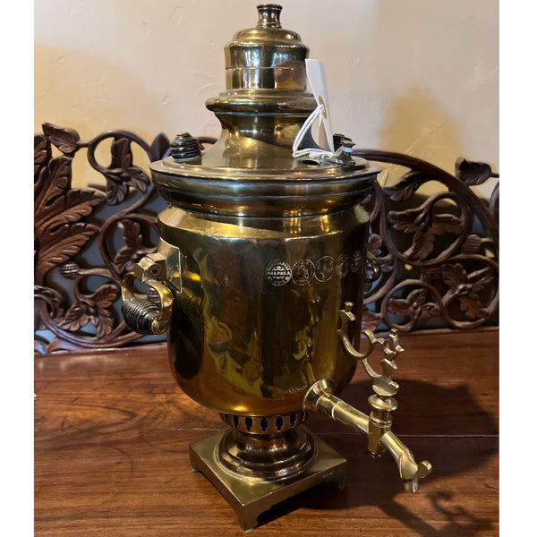 Russian Brass Samovar as a Two-Light Table Lamp