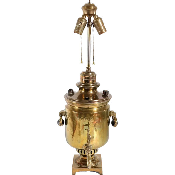 Russian Brass Samovar as a Two-Light Table Lamp