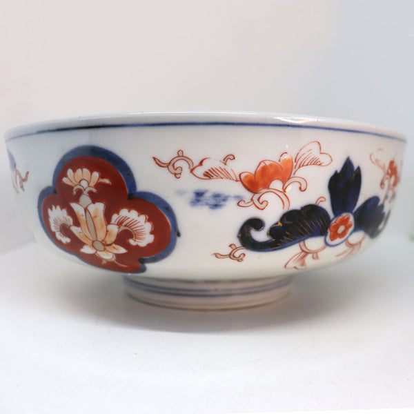 Large Japanese Meiji Imari Porcelain Footed Round Center Bowl