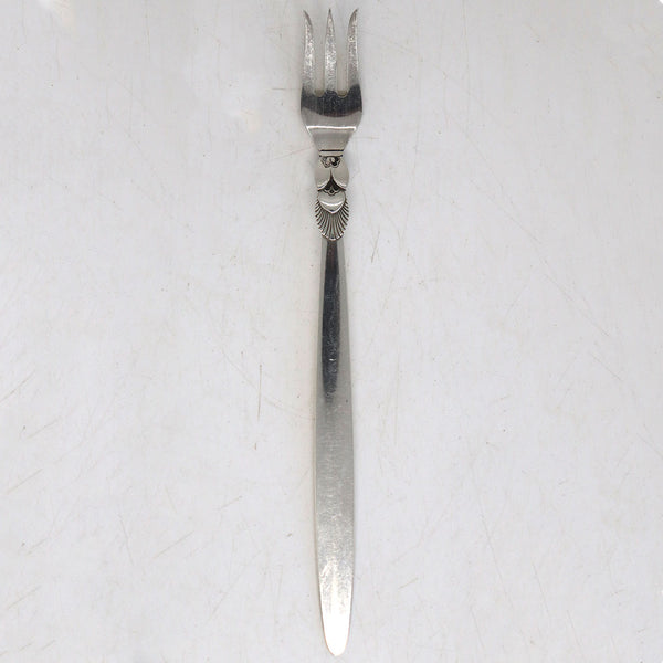 Danish Georg Jensen Sterling Silver Cactus Pattern Pickle / Cocktail Fork