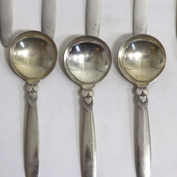Danish Georg Jensen Sterling Silver Cactus Pattern Flatware [80 pieces]
