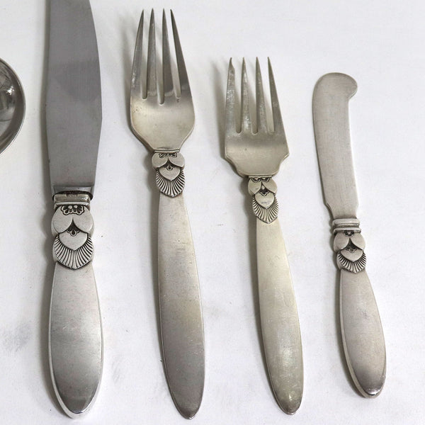 Danish Georg Jensen Sterling Silver Cactus Pattern Flatware [80 pieces]
