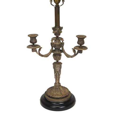 French Louis XVI Style Silver-Plated Bronze Candelabrum One-Light Table Lamp