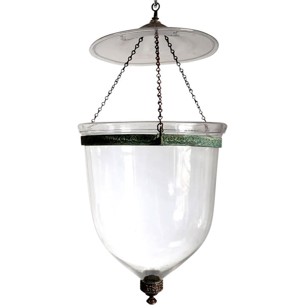 Large English Regency Glass Hanging Hall Lantern