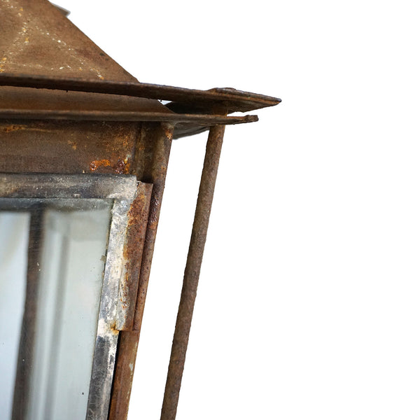Anglo Indian Sheet Iron and Glass Post Lamp Lantern