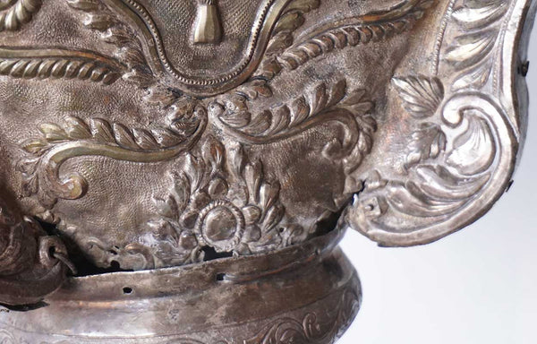 Rare Spanish or Portuguese Baroque Solid Silver Repousse Hanging Censer