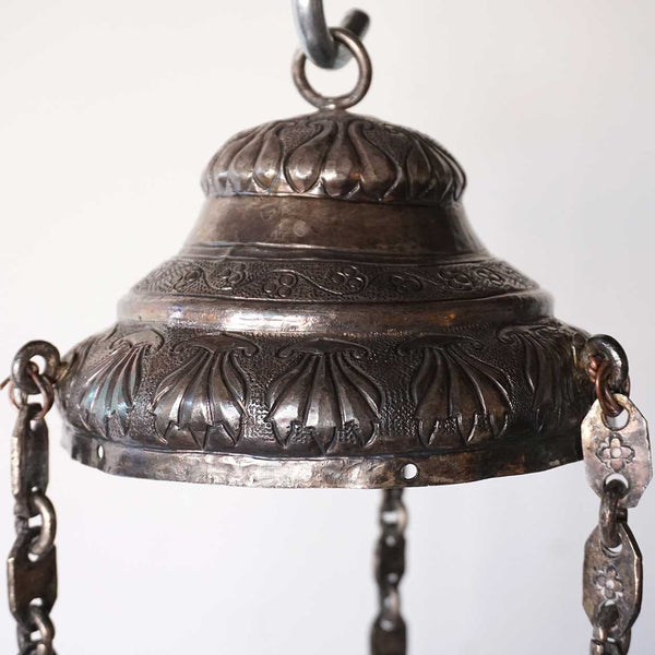Rare Spanish or Portuguese Baroque Solid Silver Repousse Hanging Censer