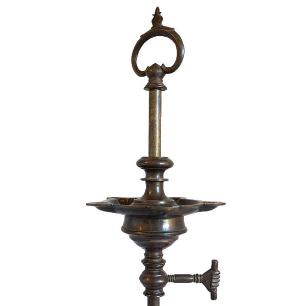 Tall Indian Brass Oil Diya Lamp