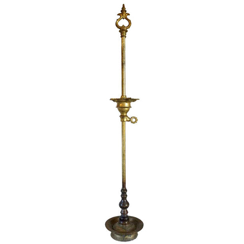 Tall South Indian Brass Diya Oil Lamp