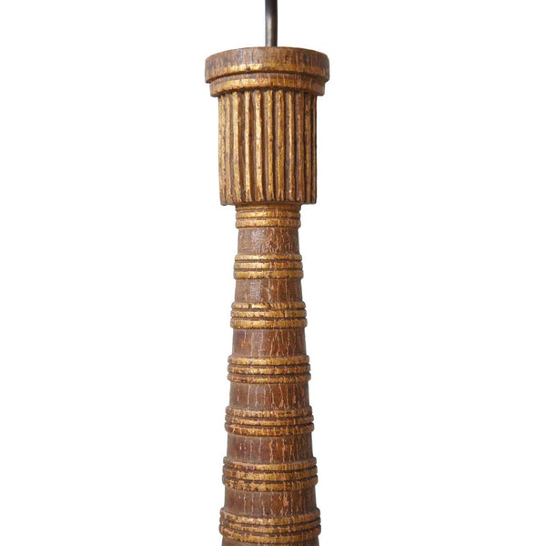 Pair of Indo-Portuguese Teak Candlesticks as Table Lamps