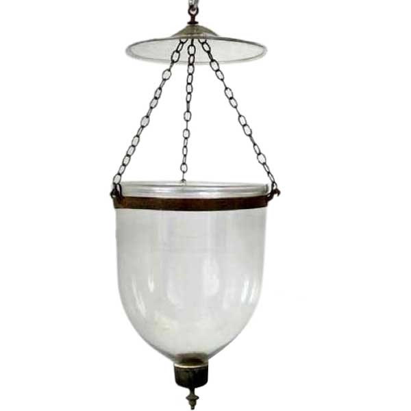 Large English Regency Style Clear Glass Pendant Hall Lantern