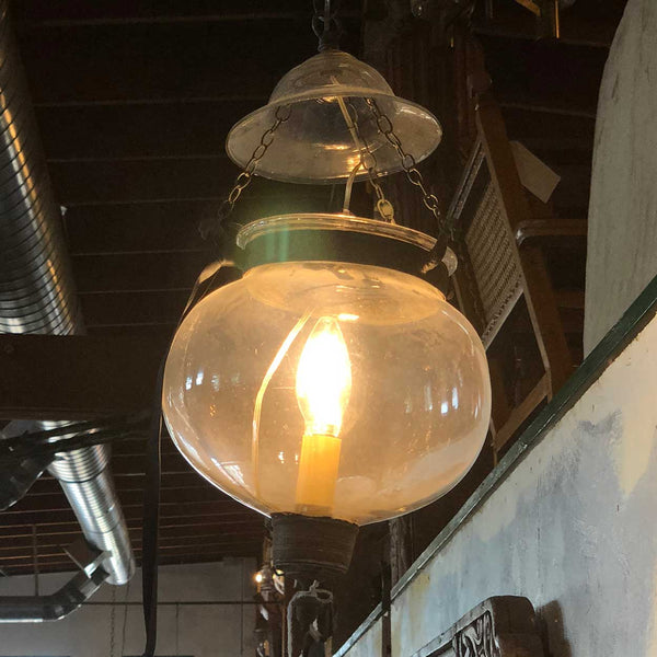 Small Anglo Indian Glass Globe One-Light Hall Pendant Lantern