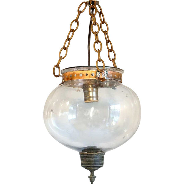 Small English Glass Globe One-Light Hall Lantern