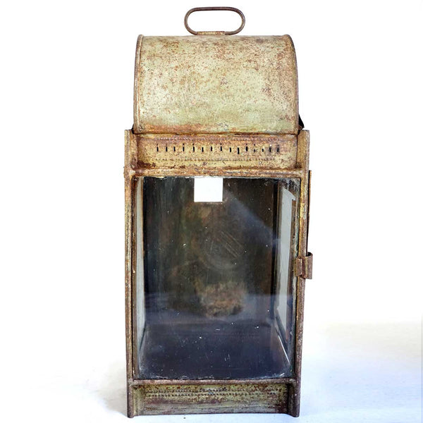 Anglo Indian Painted Iron, Tole and Glass Candle Wall / Tabletop Lantern