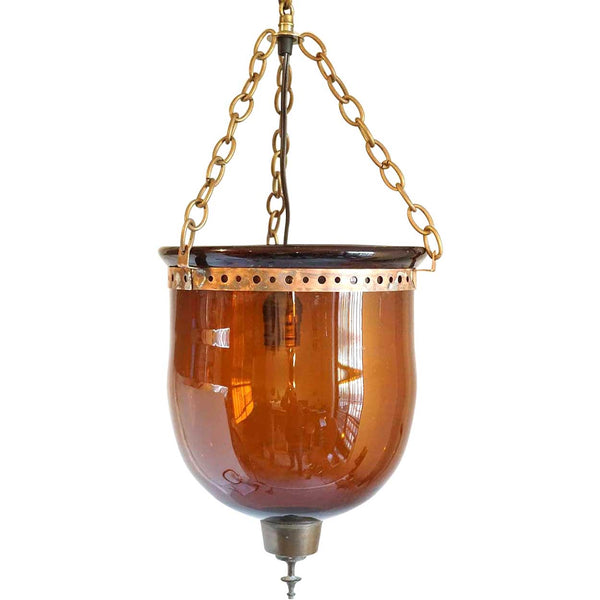 Anglo Indian Regency Style Amber Bristol Glass One-Light Hall Lantern
